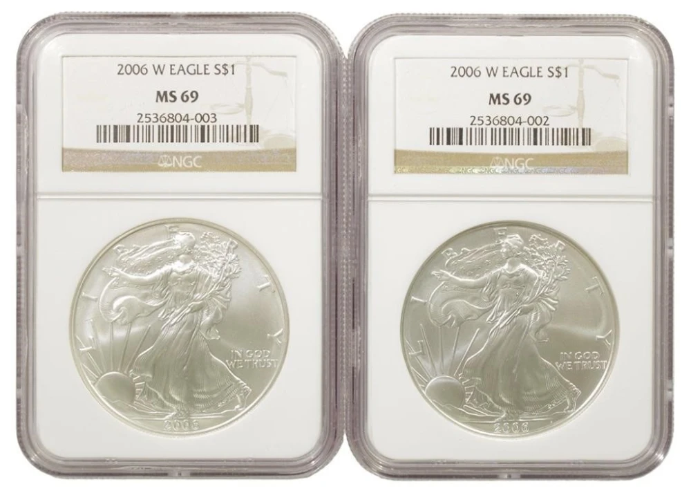 Pair of 2006-W Silver Eagles