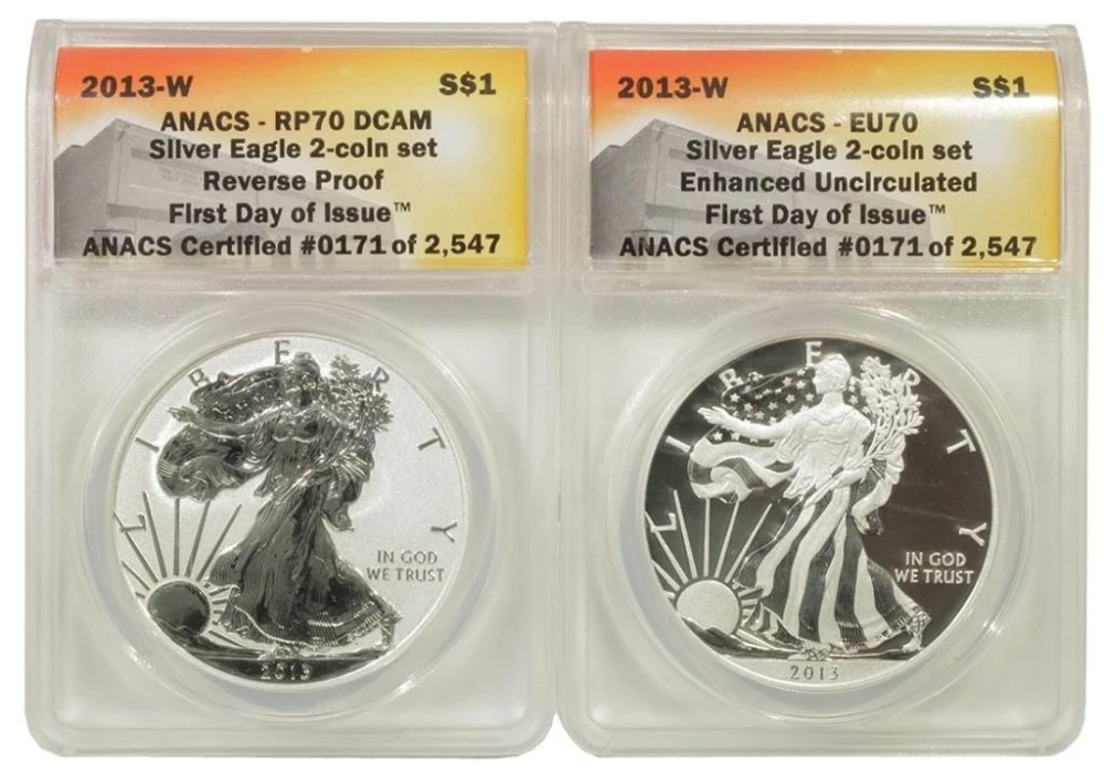 2013-W ANACS Silver Eagle Set