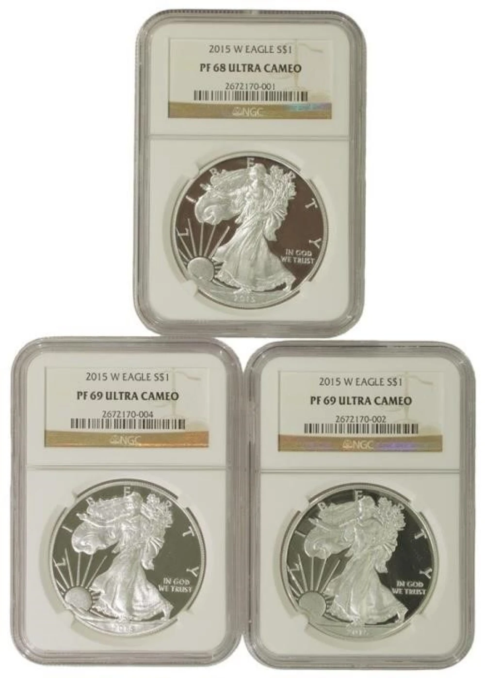 3 2015 Proof Silver Eagles