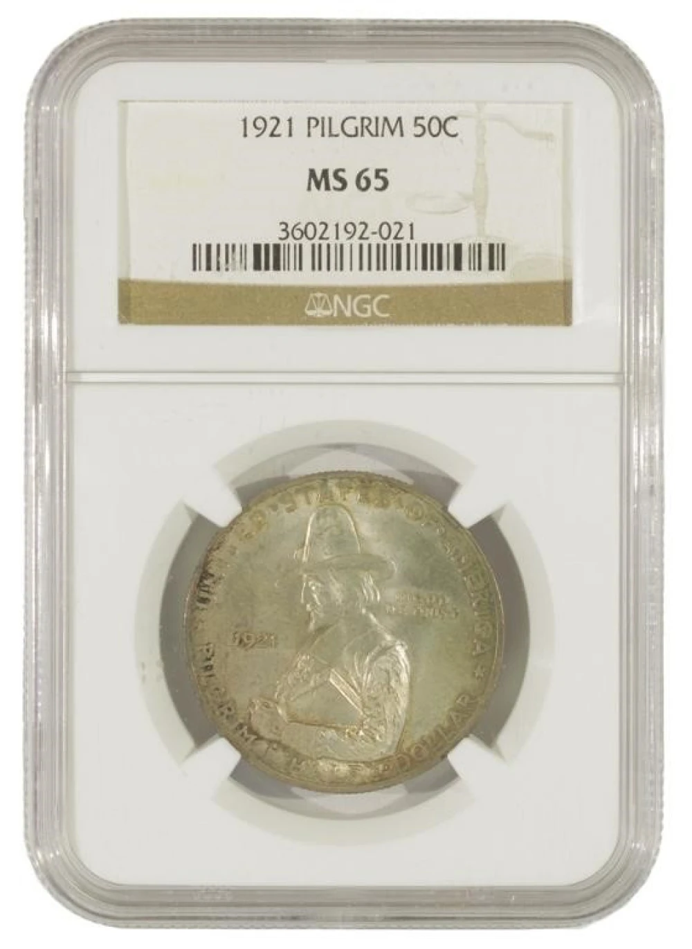 Toned Gem Unc 1921 Pilgrim Half Dollar