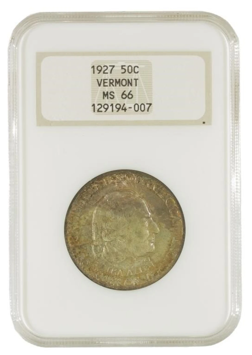 Splendid Gem Unc 1927 Vermont Half Dollar