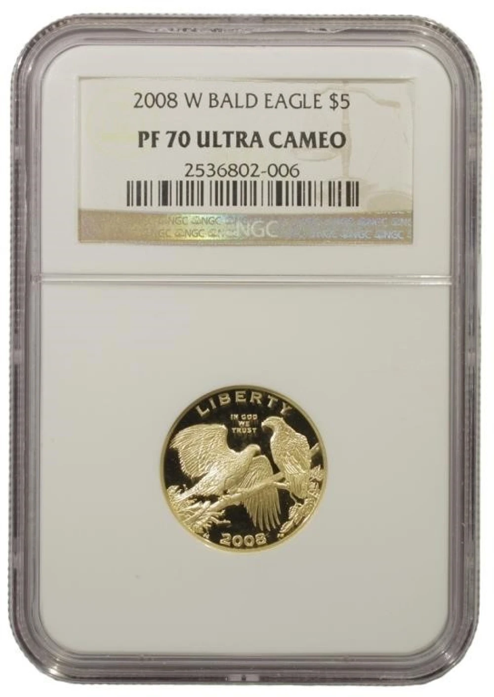 Perfect Gem UC Proof 2008-W Bald Eagle $5