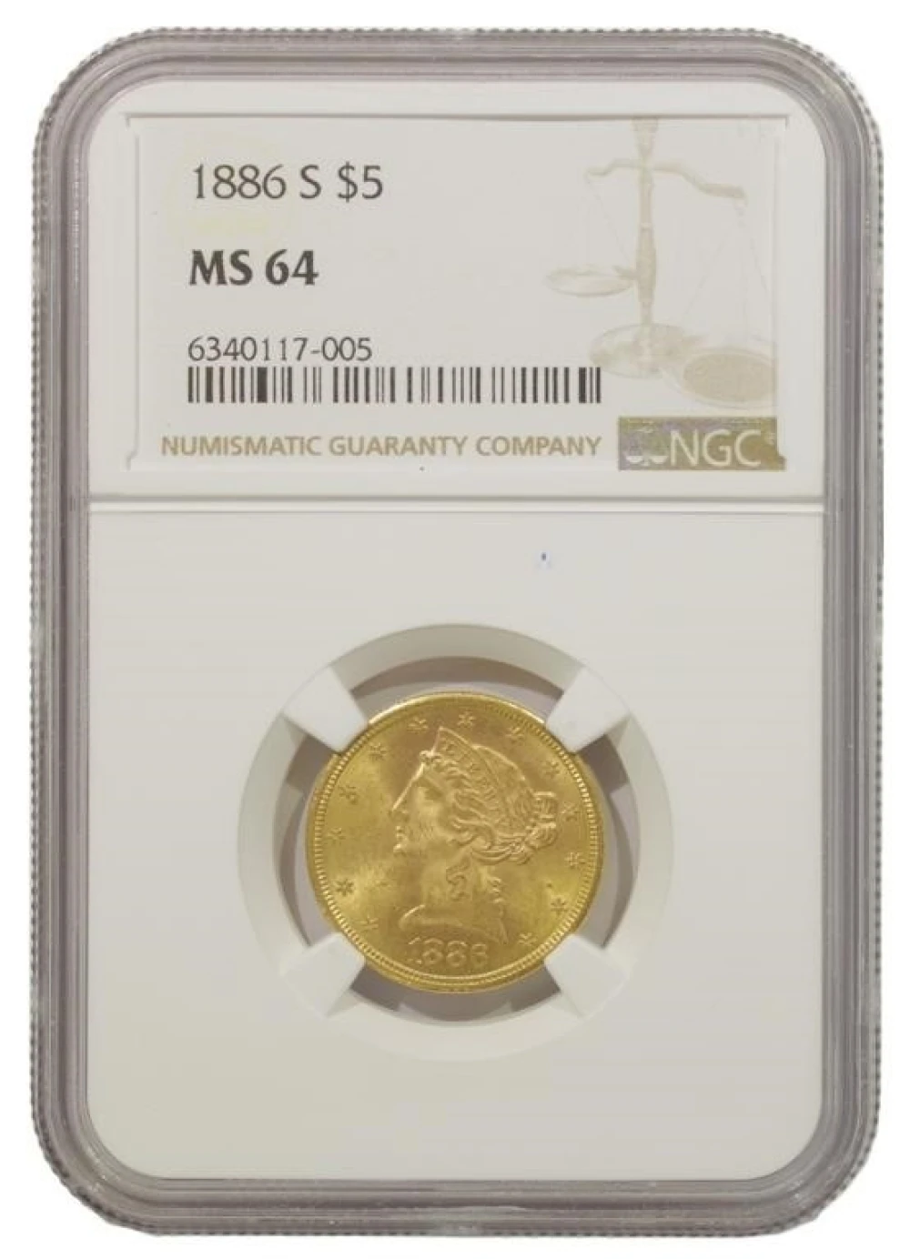 Very Choice Unc 1886-S Half Eagle