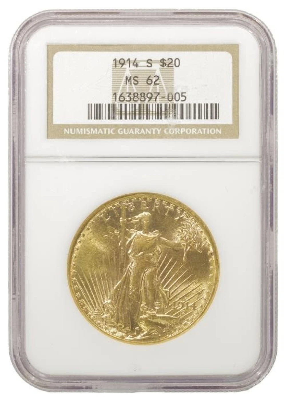 Select Mint State 1914-S $20 Gold