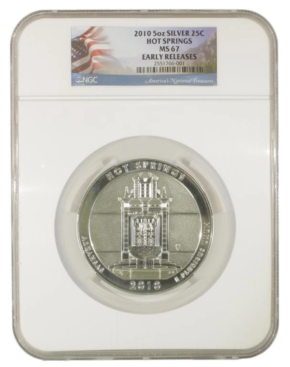 2010 Hot Springs ATB 5 oz NGC MS-67 ER