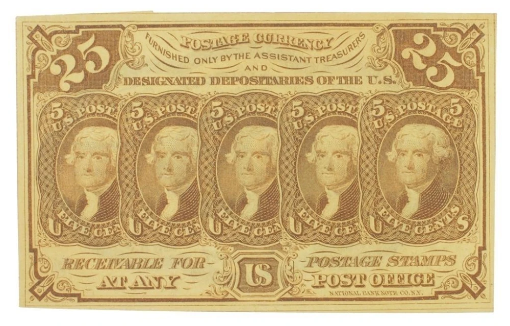 Postage Currency. Crisp New 25-Cents
