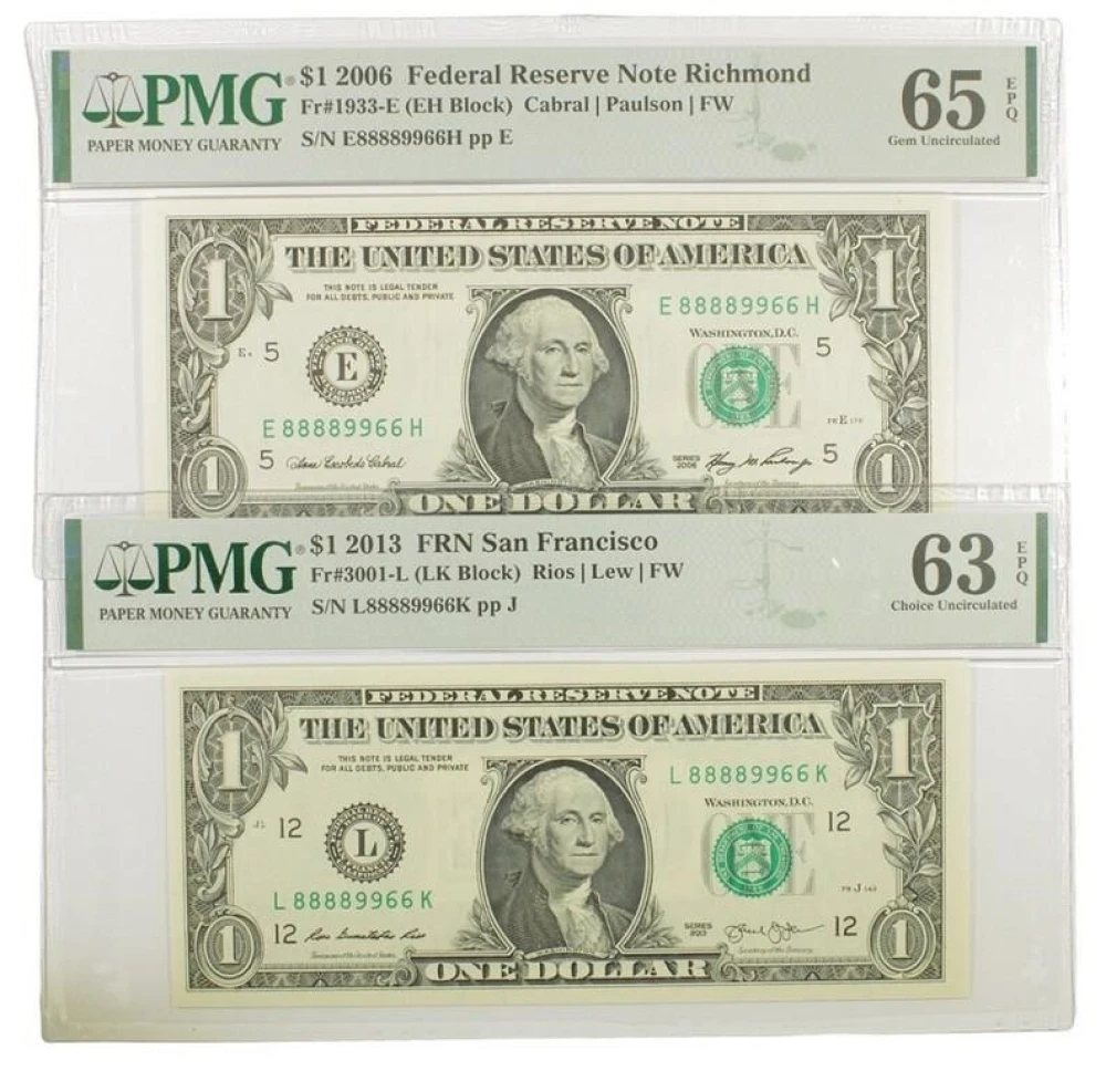 Matching Serial Numbers on Two $1 FRNs
