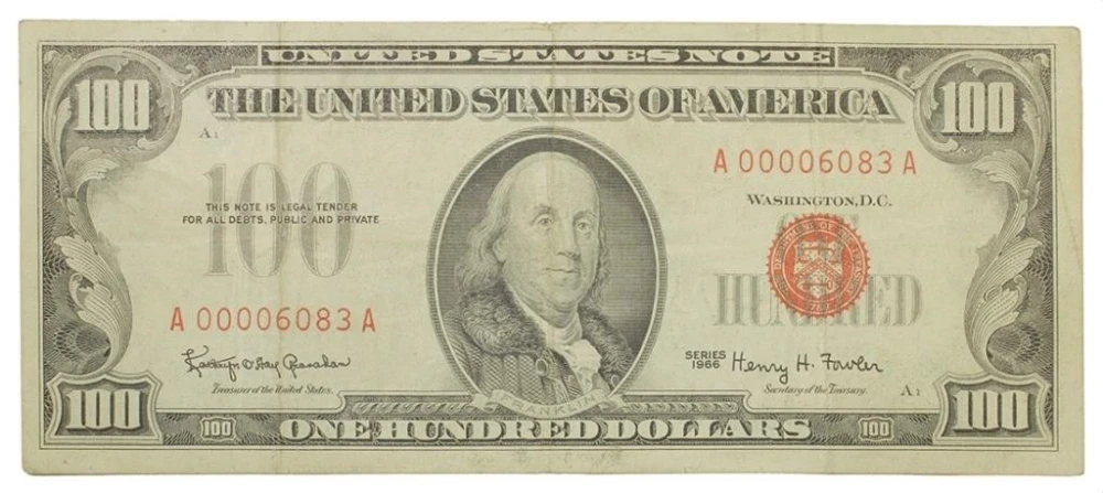 VF 1966 U.S. Note $100