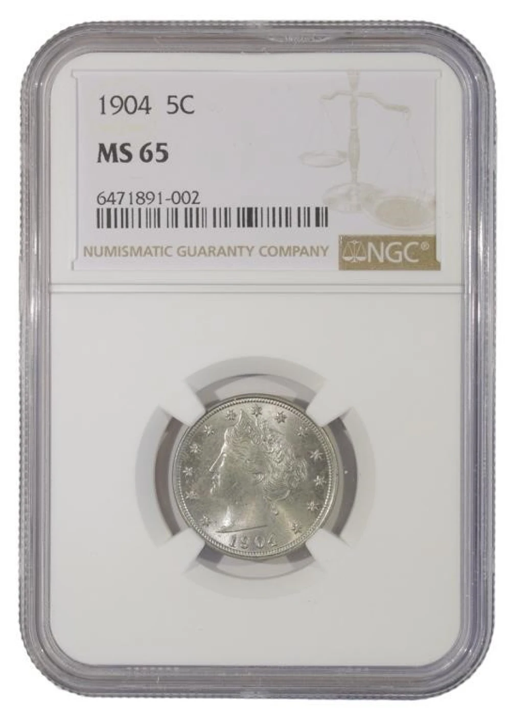 Gem Unc 1904 Liberty Nickel