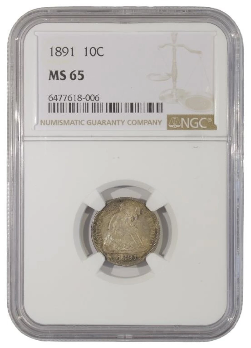 Gem Uncirculated 1891 Dime