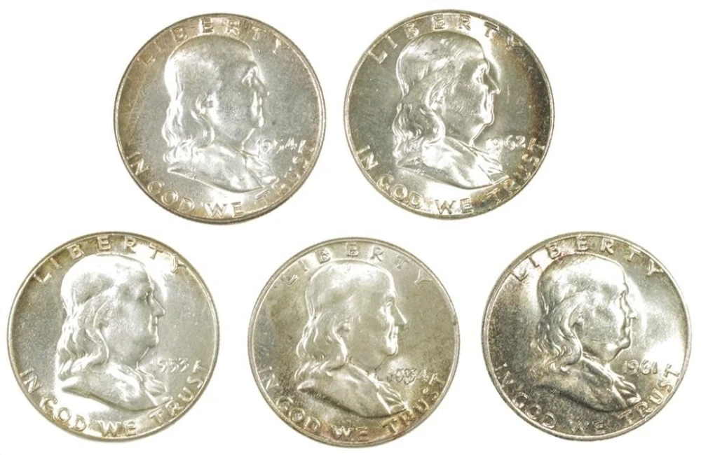 Toned Franklin Half Dollar Quintet