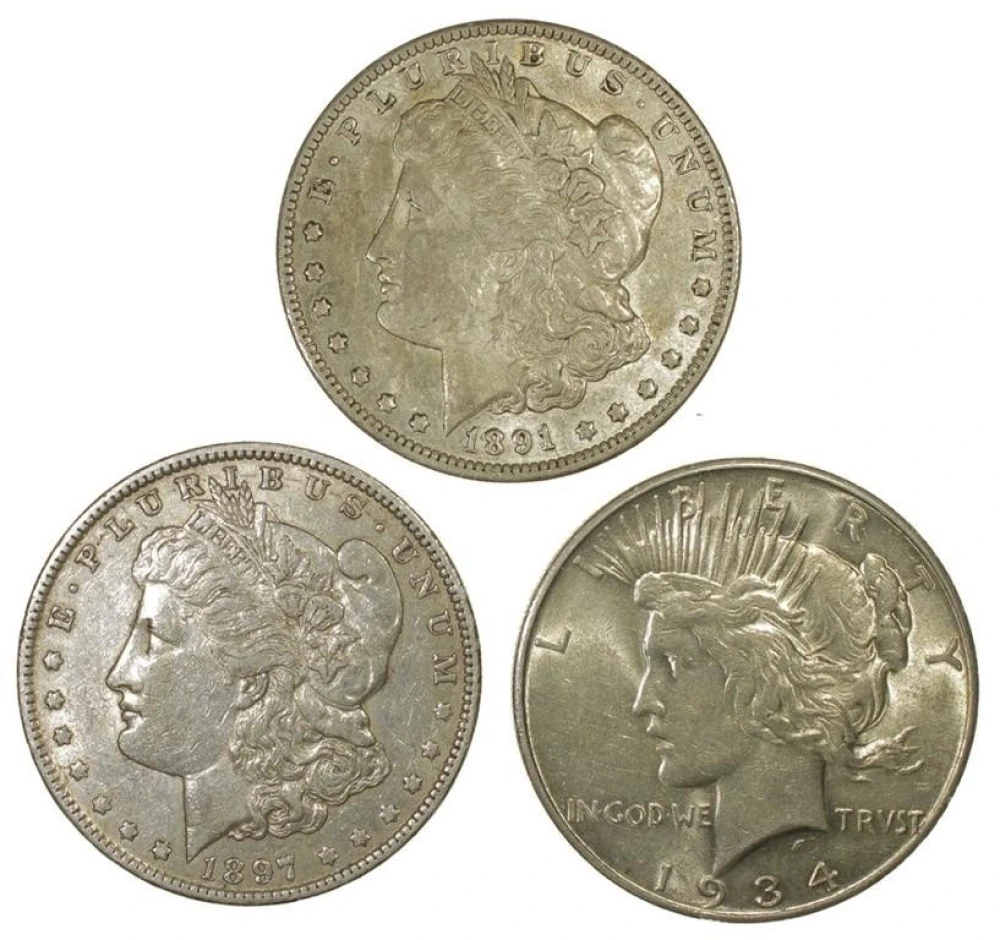 Morgan and Peace Dollar Trio