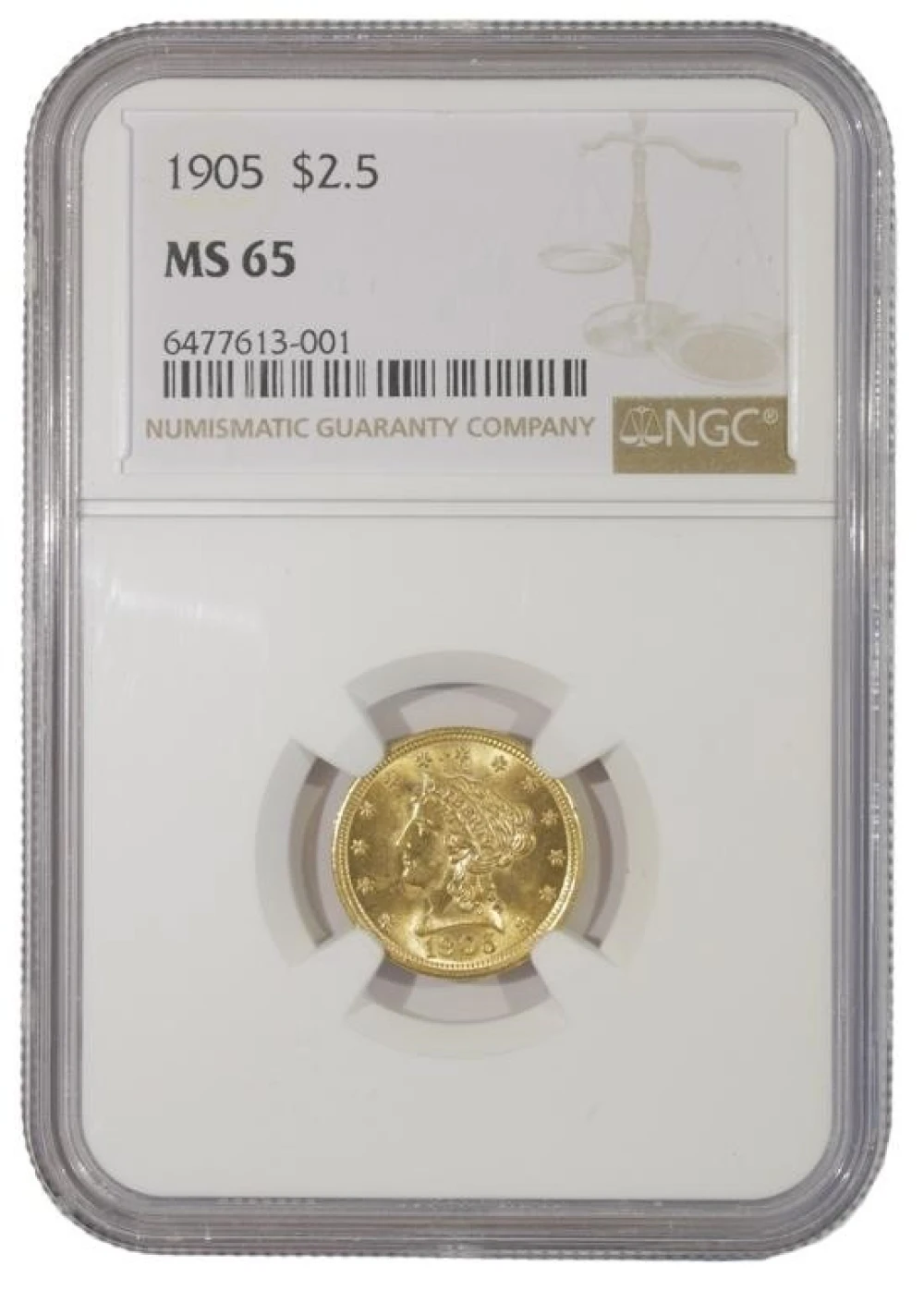 Gem Mint State 1905 Quarter Eagle