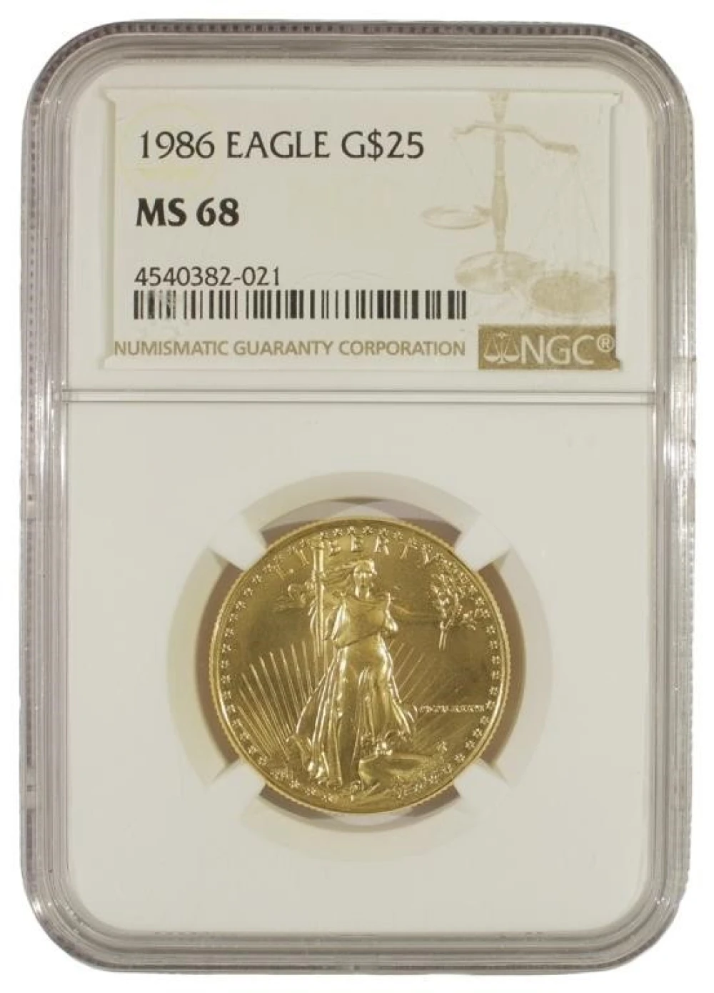 Splendid Gem Unc 1986 $25 Gold Eagle