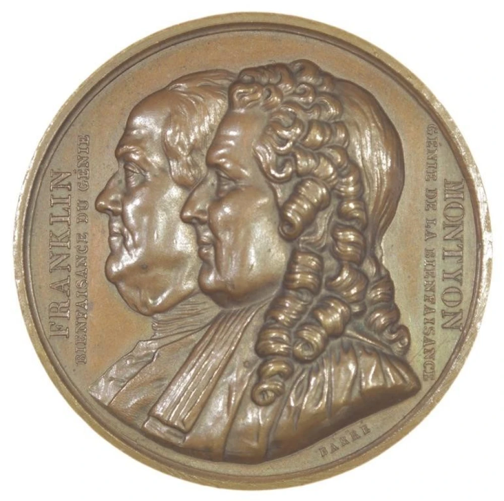 1833 Famed Franklin and Montyon Medal