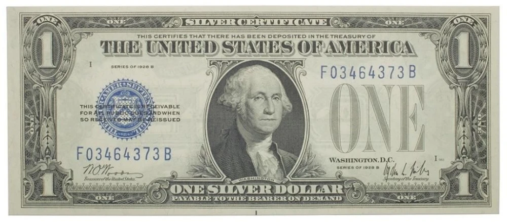 Crisp New Series 1928-B Silver Certificate $1
