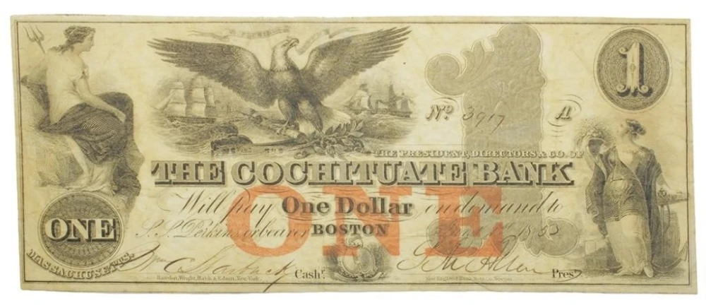 Massachusetts. Boston. 1853 $1 Note
