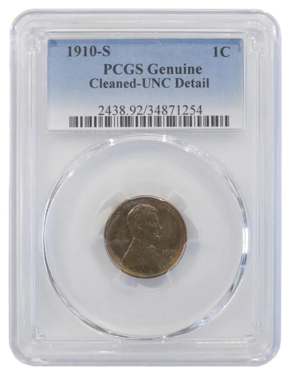 Unc Details 1910-S Cent