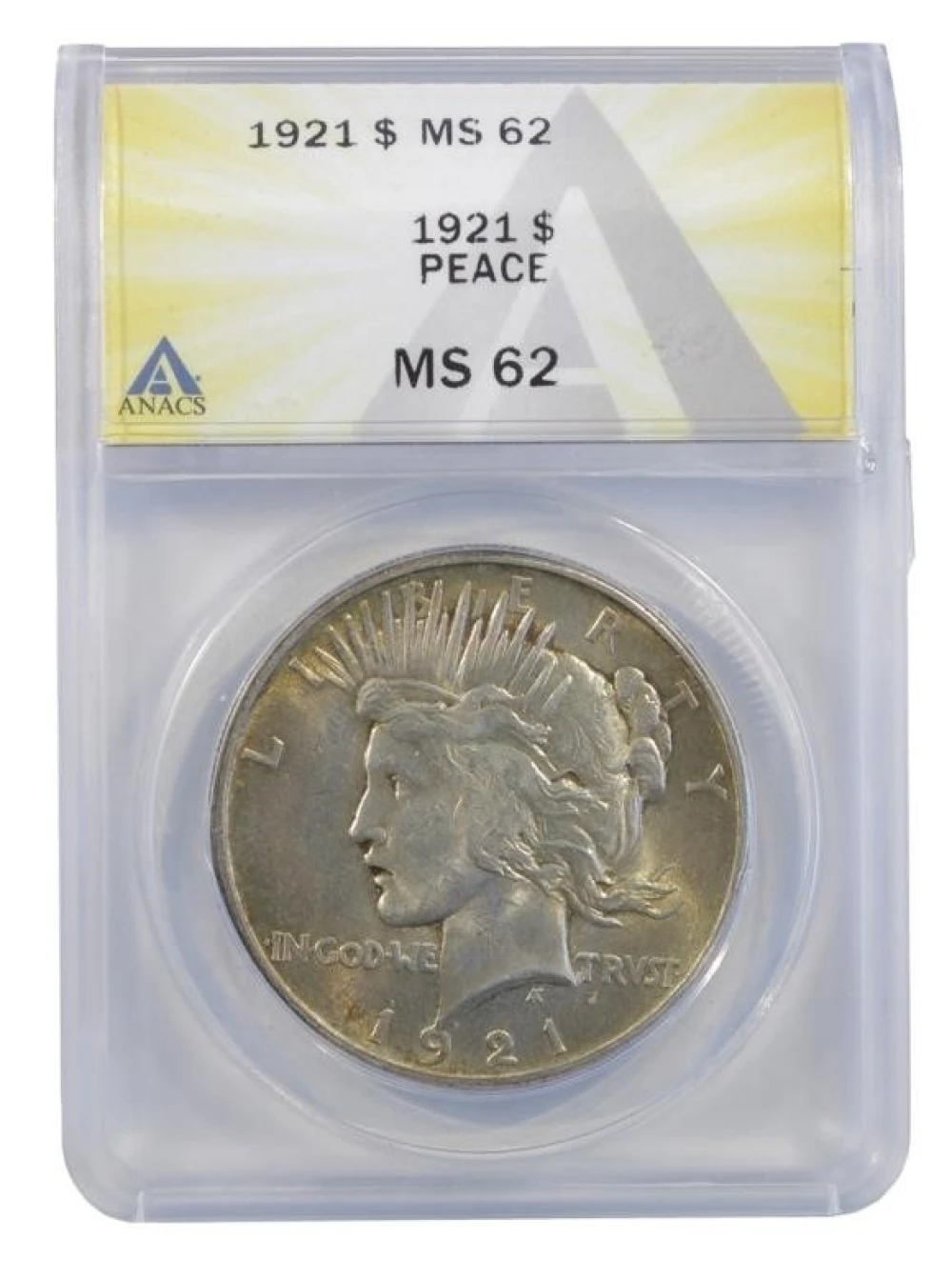 Toned Select Unc 1921 Peace $1