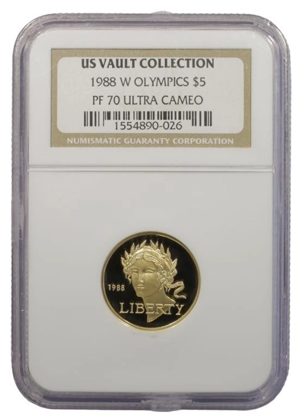 Perfect Proof 1988-W Olympics $5 Gold