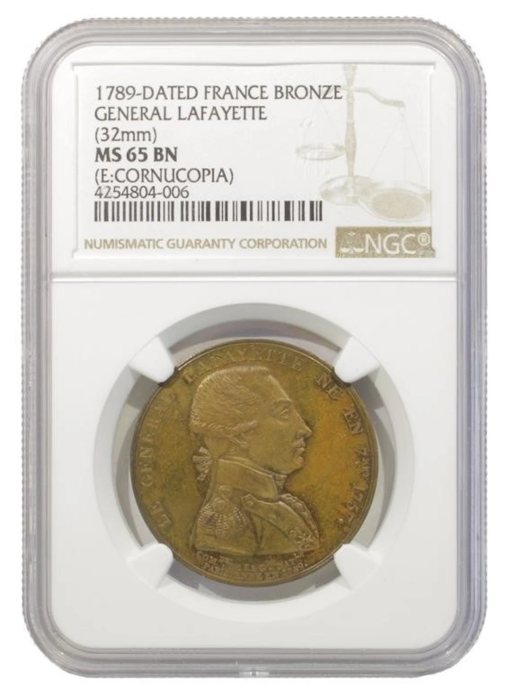 France. Gem 1789-Dated Lafayette Medal