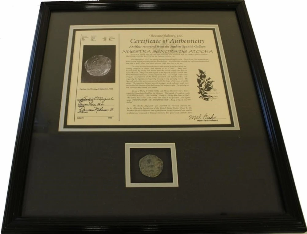 Spain. Framed Atocha Shipwreck 8 Reales