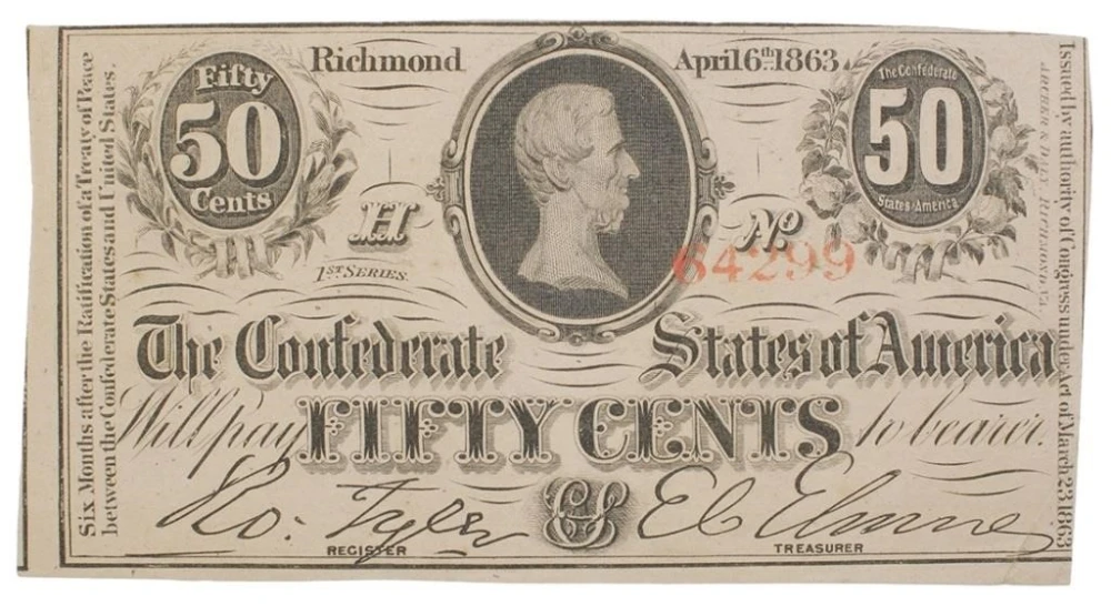Confederate States. EF Fifty-Cents