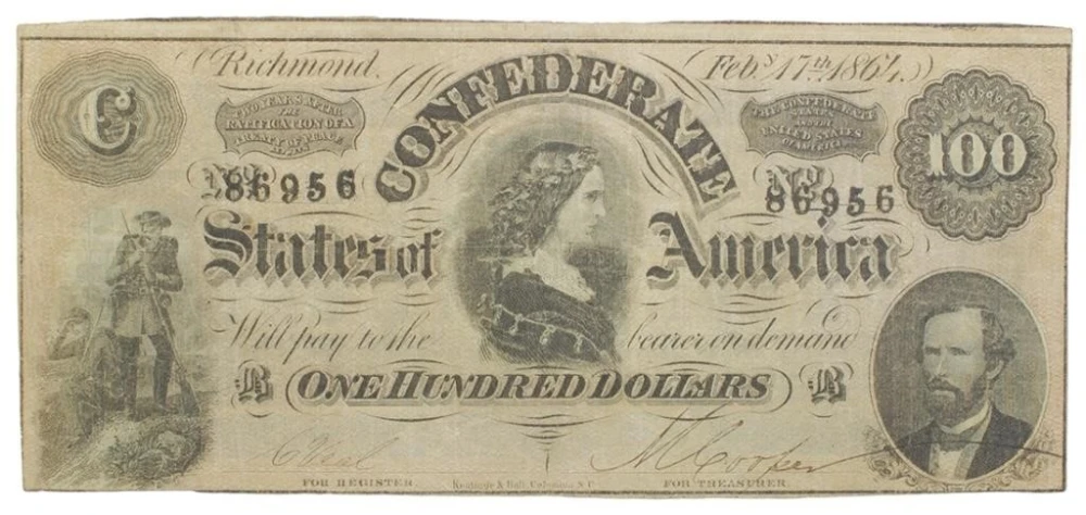 Confederate States. 1864 $100 Note