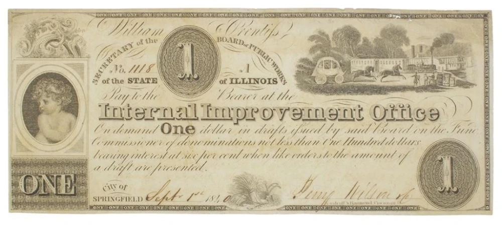 Illinois. Springfield. 1840 $1 Note
