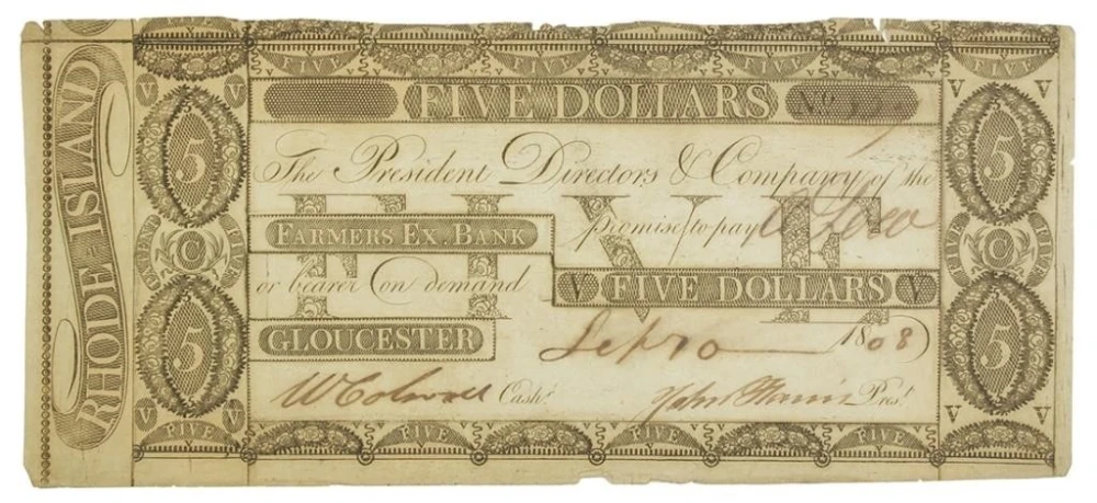 Rhode Island. Gloucester. 1808 $5 Note