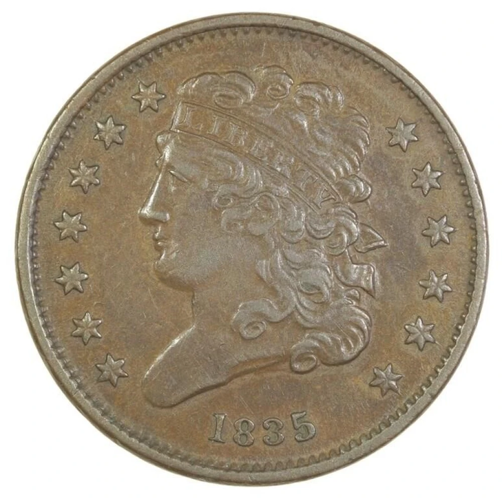 Choice EF 1835 Half Cent