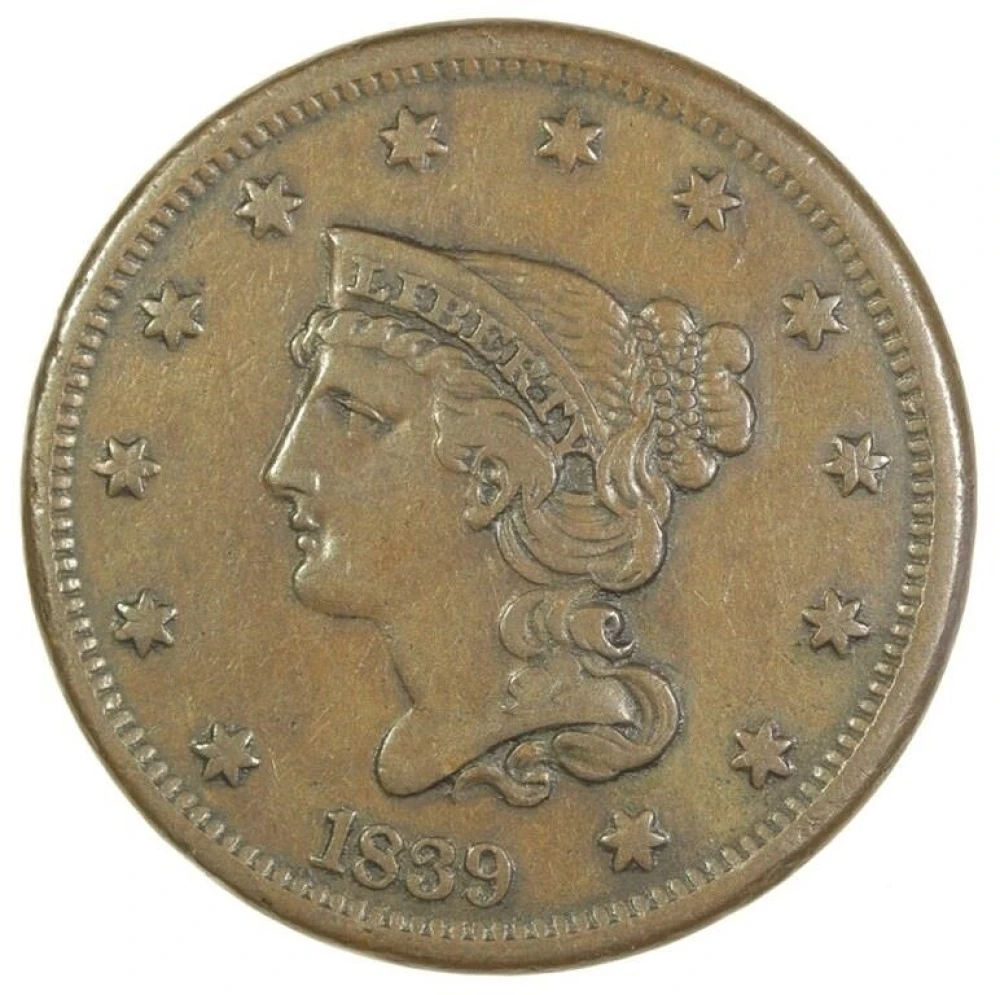 Choice VF 1839 Large Cent