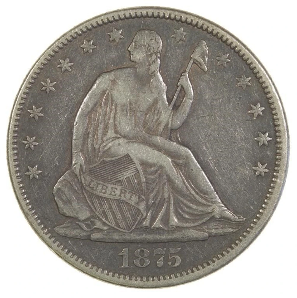 Choice VF 1875-CC Half Dollar