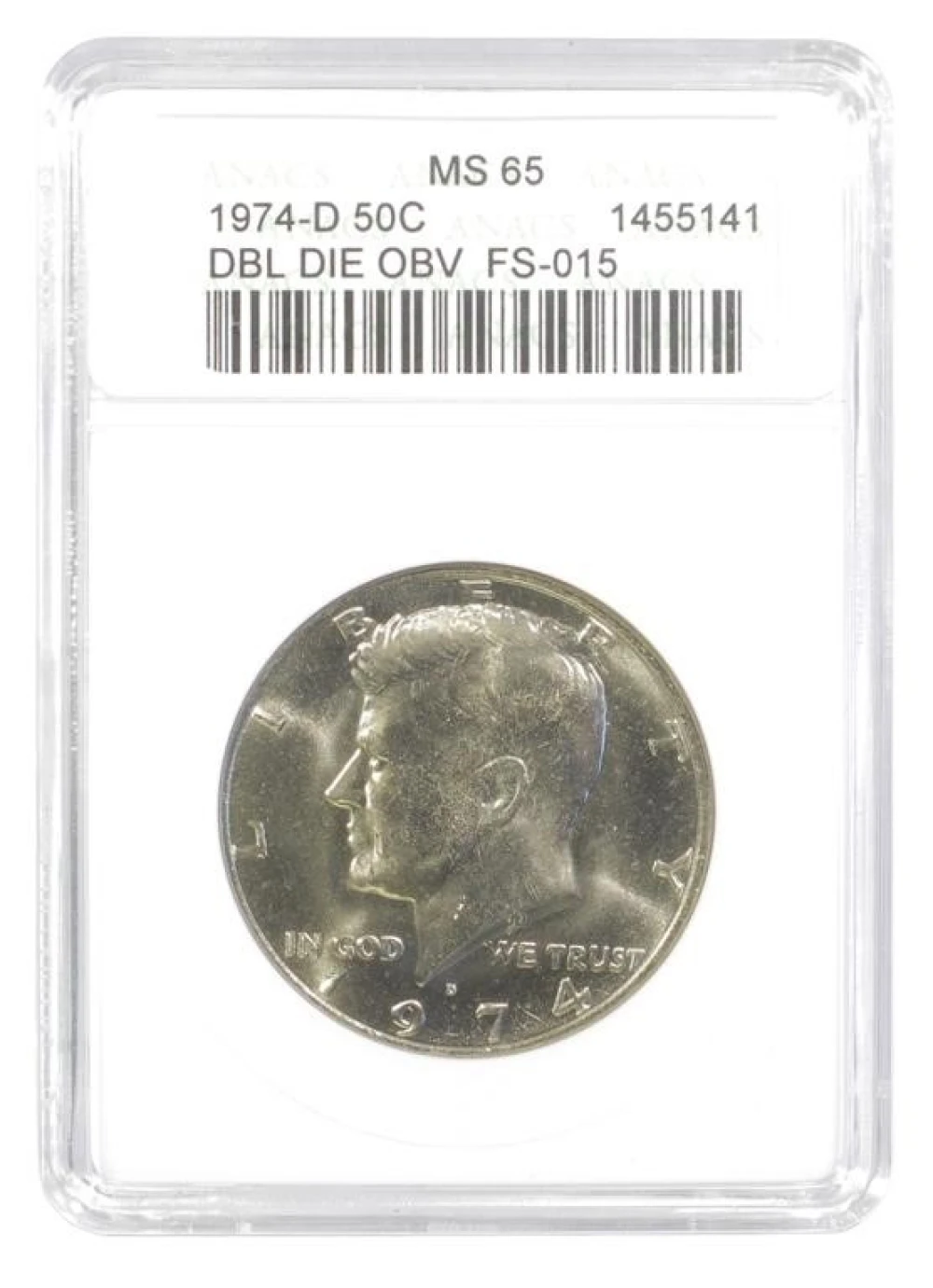 Gem Unc 1974-D Double Die. Half Dollar