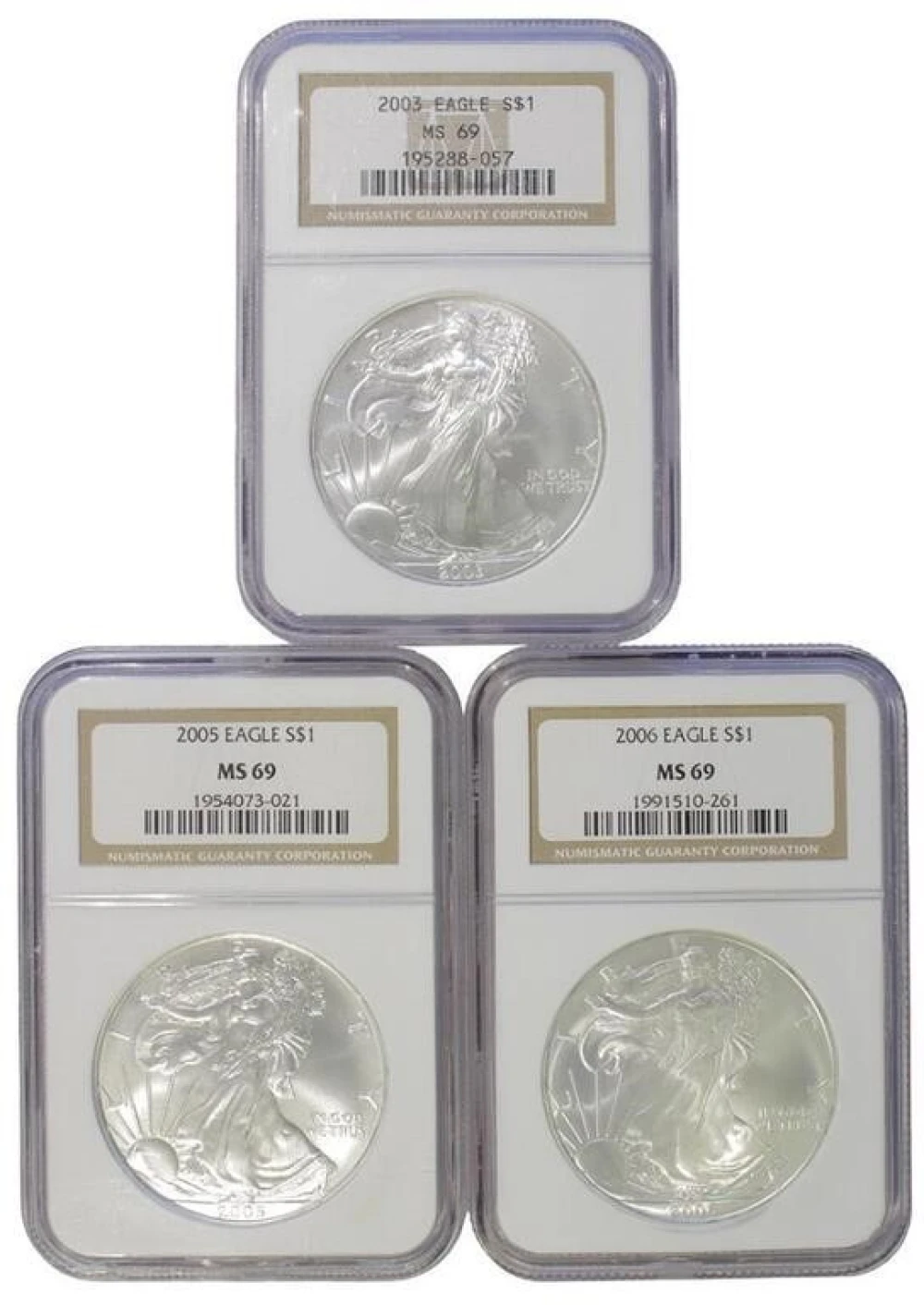 Superb Gem American Eagle Silver $1 Trio