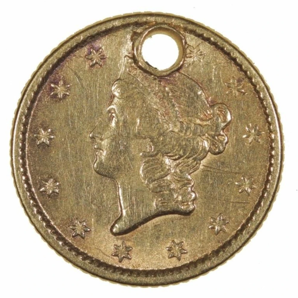 Holed 1853 Gold Dollar