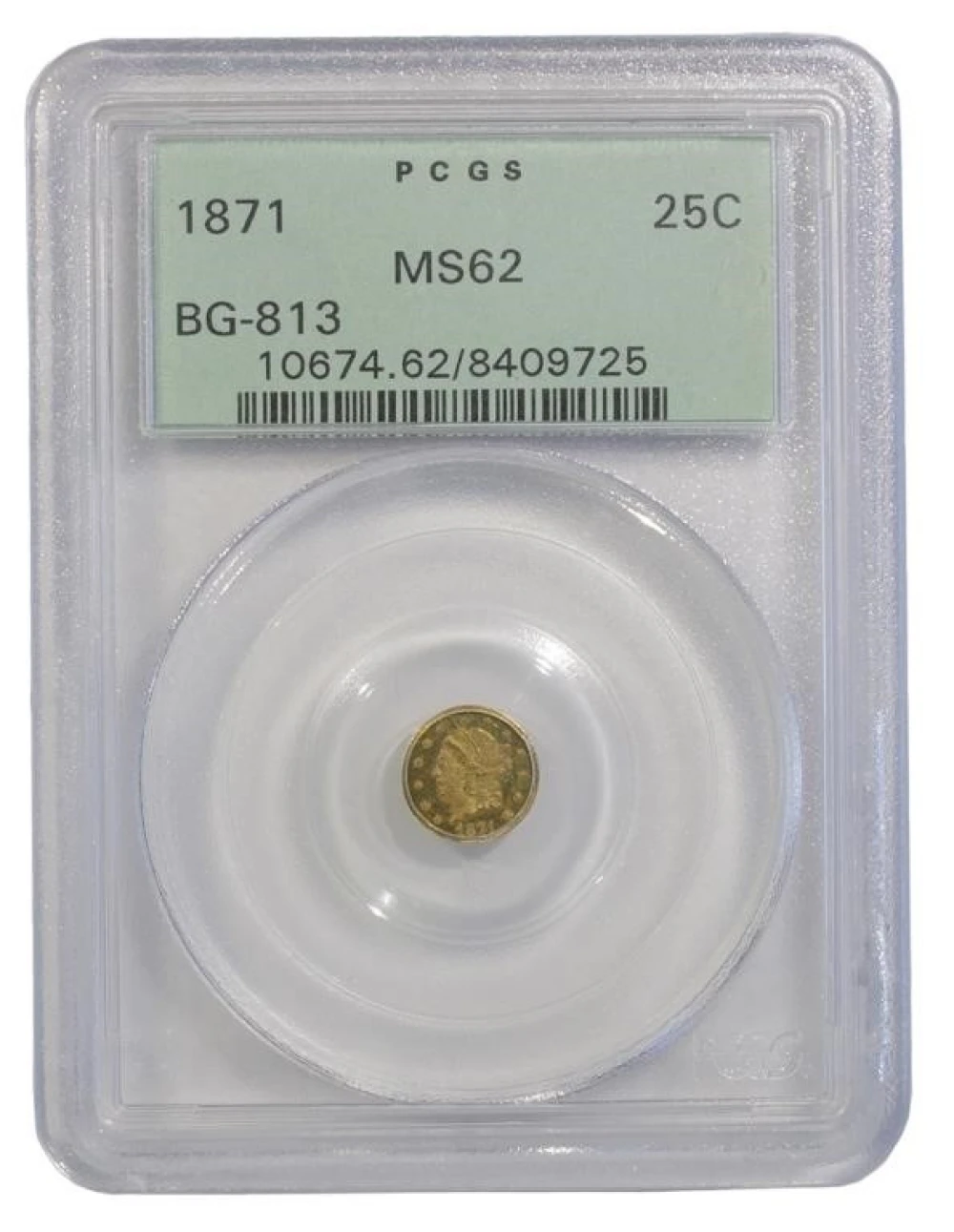 Select Unc 1871 California Gold Quarter
