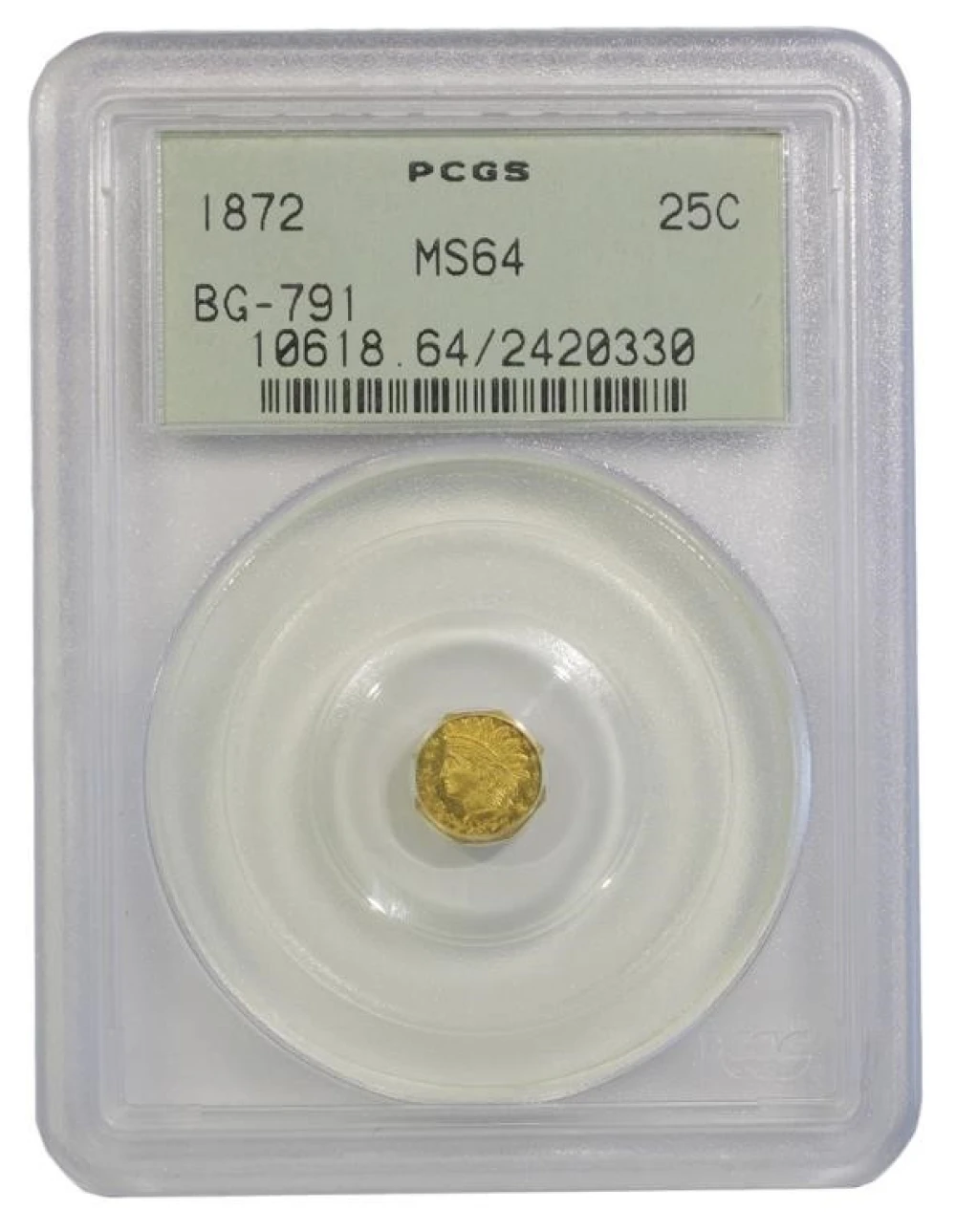 Choice Unc 1872 California Gold Quarter