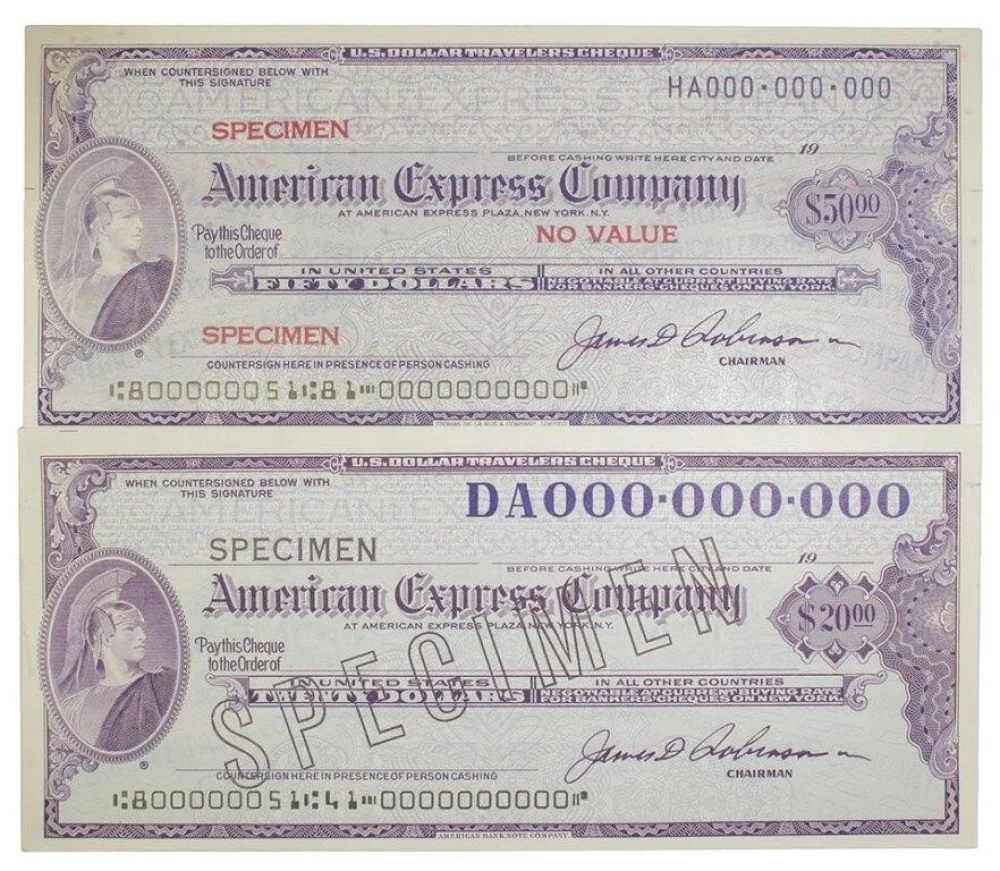 Specimen American Express Traveler's Cheques