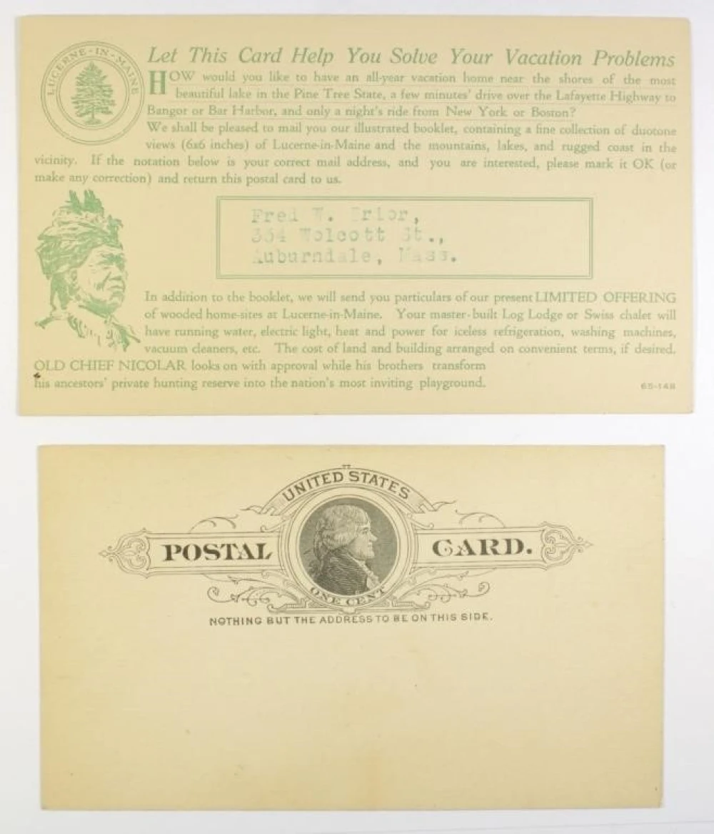 Pair of 19th-Century One-Cent Postcards