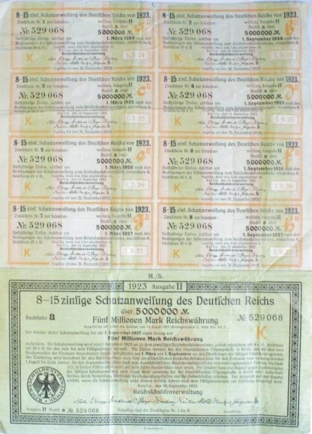 Germany. 1923 Bond and Coupons