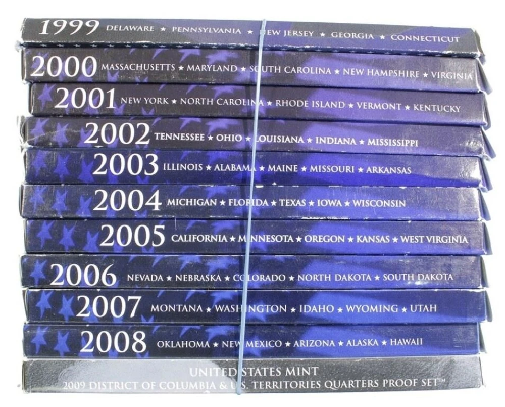 Run of 1999-2009 Quarter Proof Sets