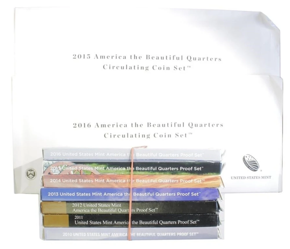 Group of 2010-2016 ATB Quarter Proof Sets