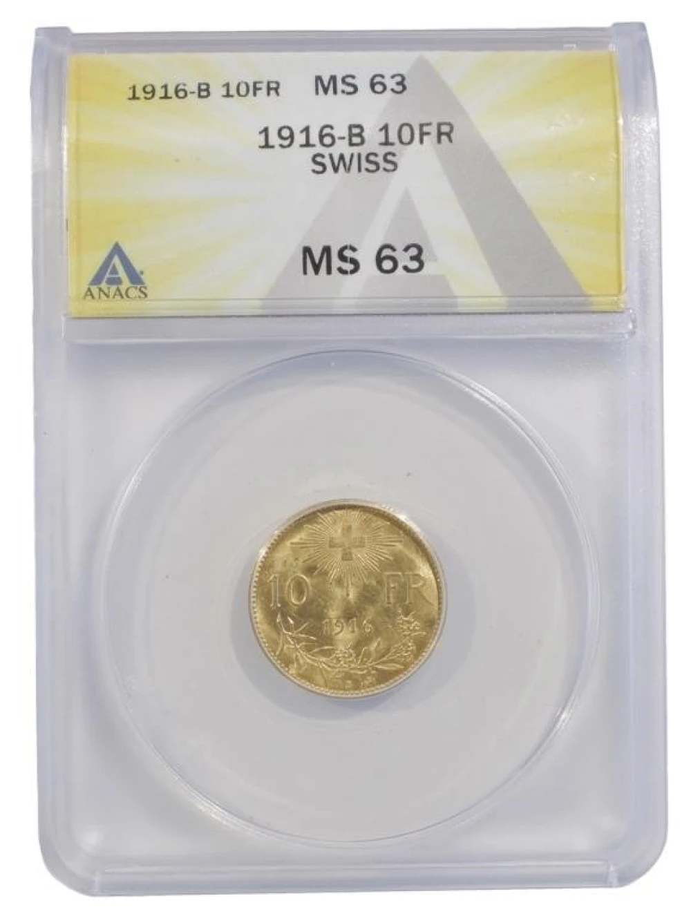 Switzerland. Choice 1916-B 10 Franc Gold