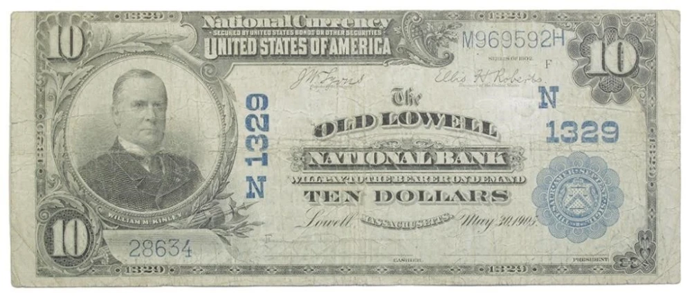 1902 Lowell Mass $10 National