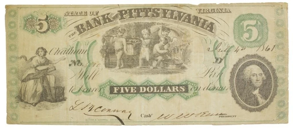 Virginia. Pittsylvania. 1861 $5 Note