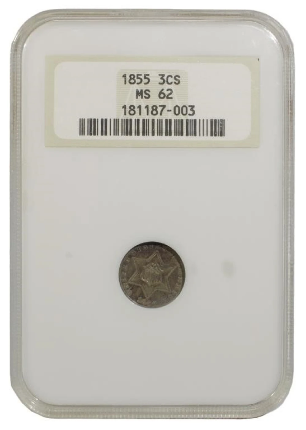 Select Unc 1855 Silver Three-Cents