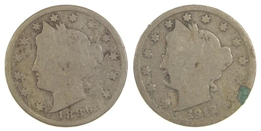 Pair Of Semi Key Liberty Nickels