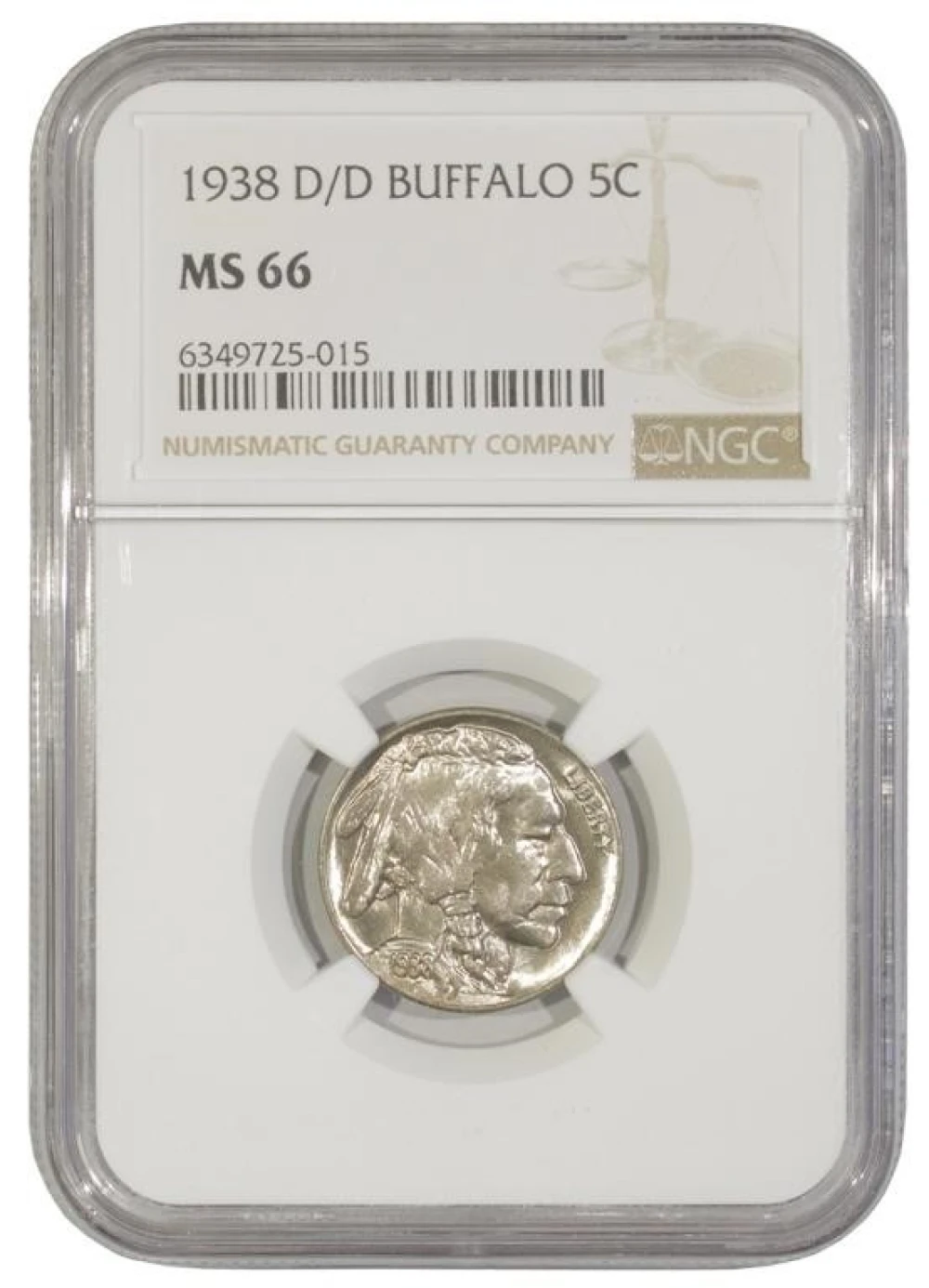 Premium Gem 1938-D/D Buffalo Nickel
