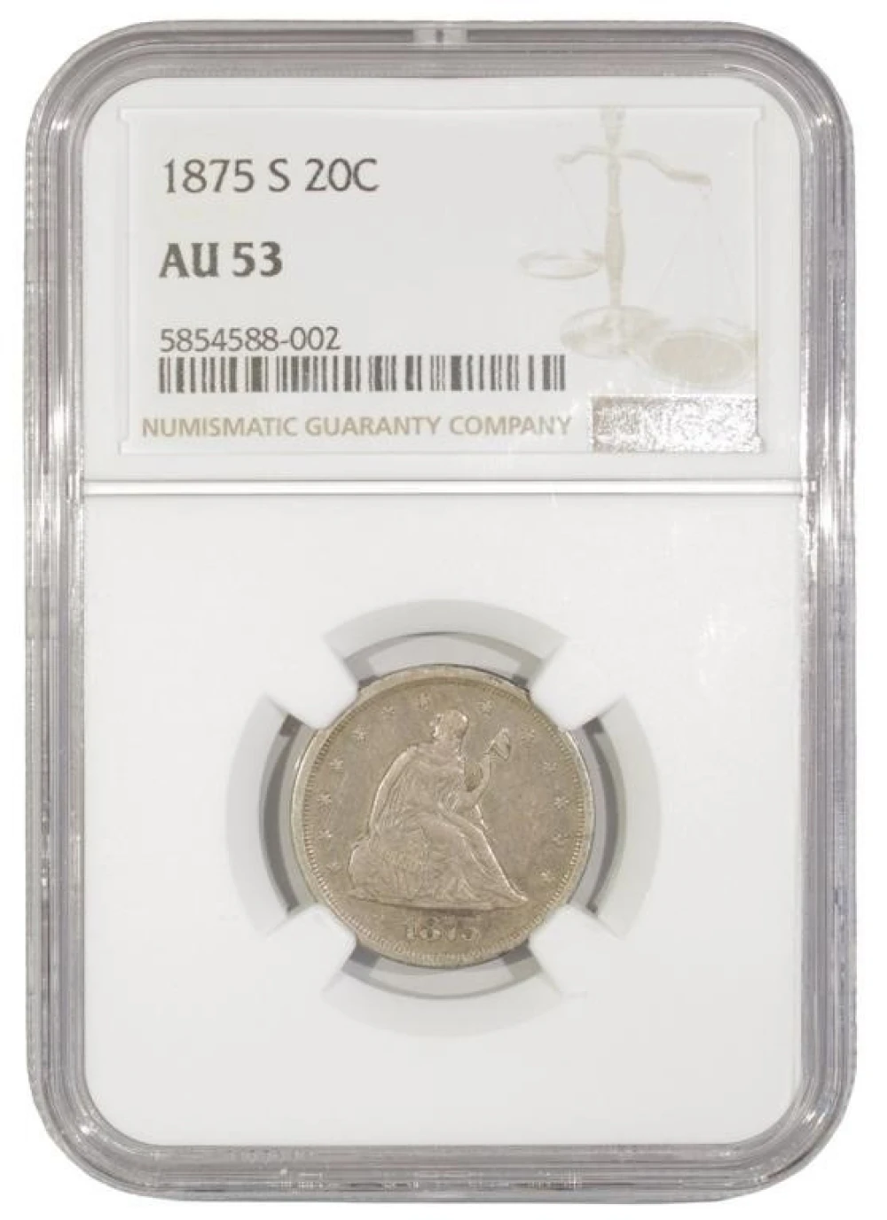 A 2nd About UNC 1875-S Twenty Cent